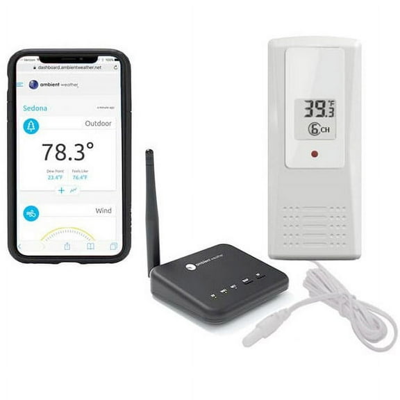 Ambient Weather WS-100 Smart Home Weather Station WiFi Module w/ Thermometer Probe
