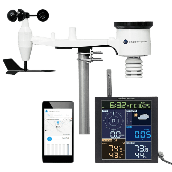 Ambient Weather WS-1965 Residential Wi-Fi Weather Station with 9-Function Color Display