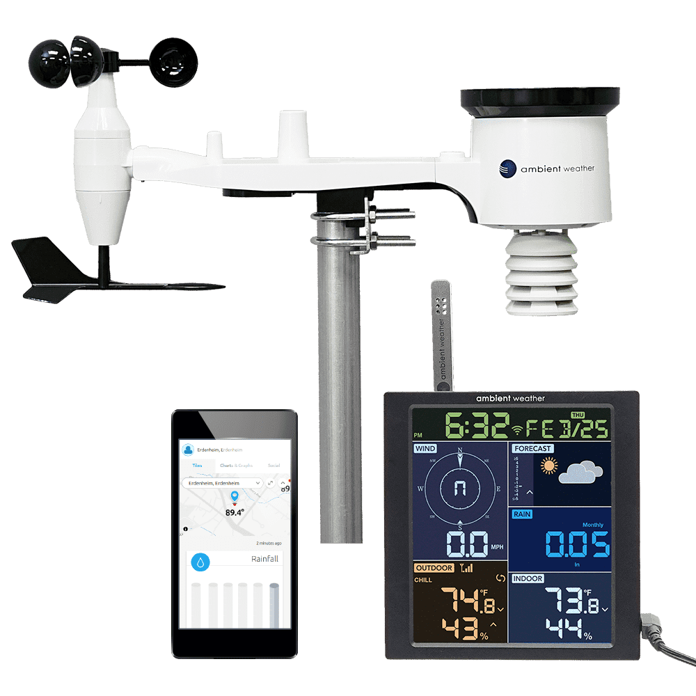 Ambient Weather WS-1965 Residential Wi-Fi Weather Station with 9-Function Color Display