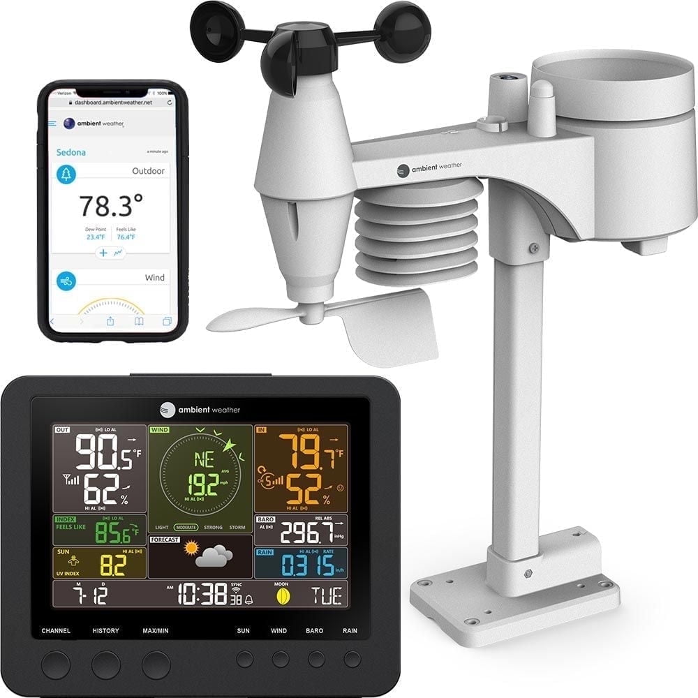 Ambient Weather WS-7078 Home Weather Station with Wi-Fi, Remote Monitoring, and Alerts