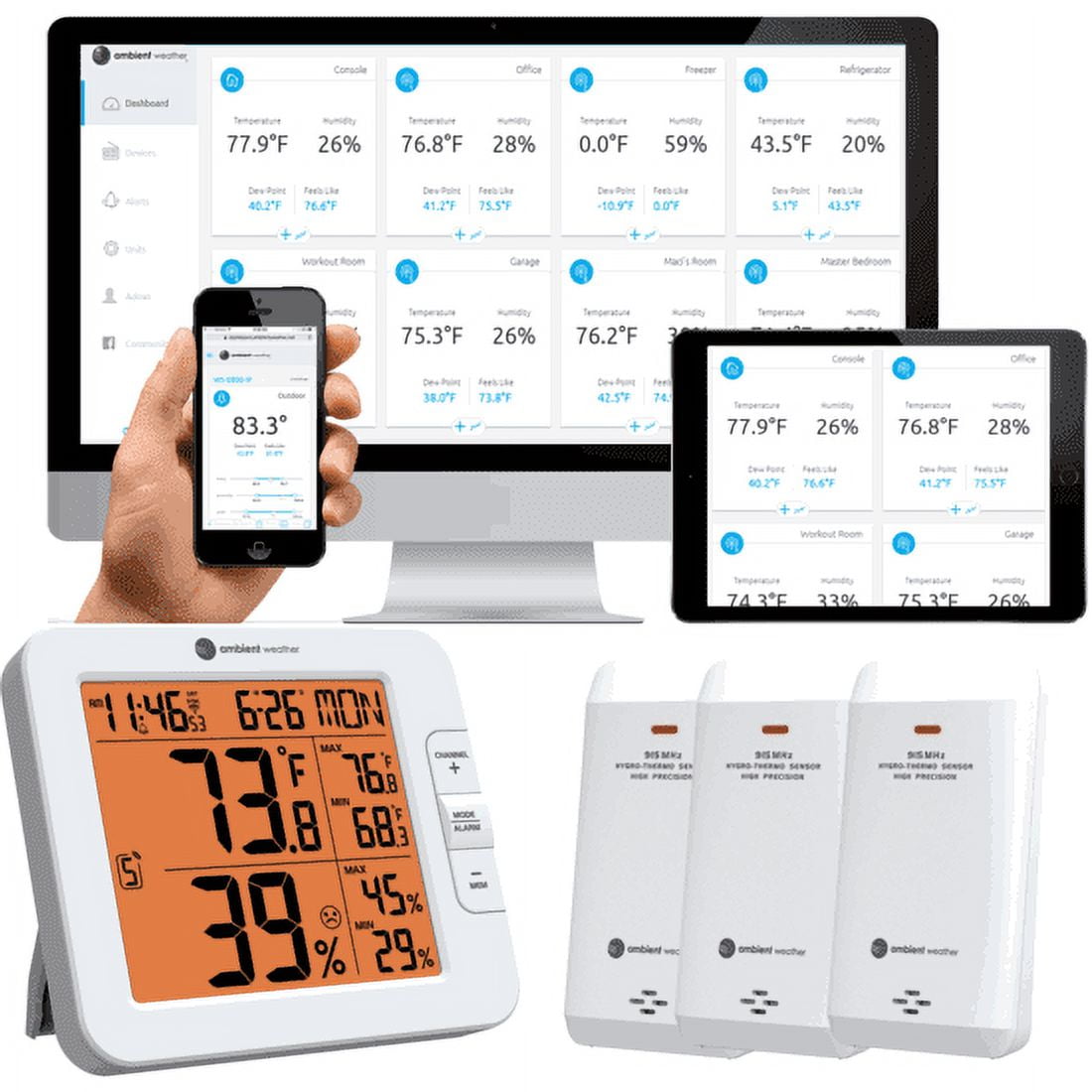 White Wireless Weather Station with Humidity Sensor