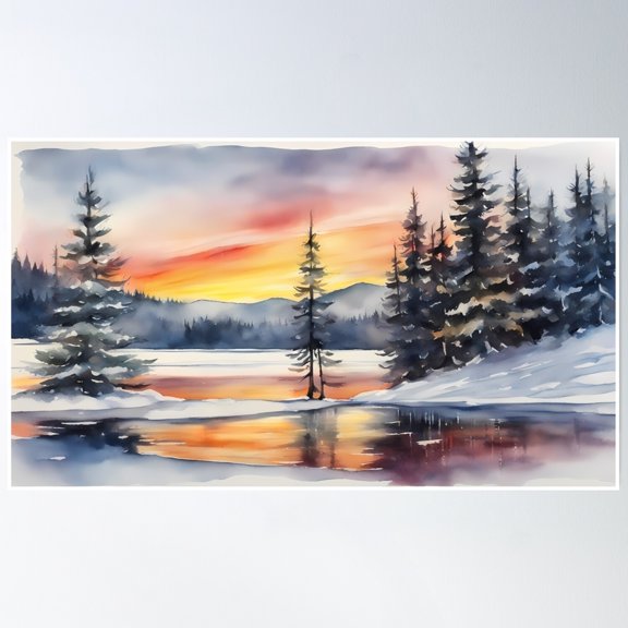 Ambient Winter Morning Poster Wall Art, Modern Wall Decor, 8x12 UNFRAMED