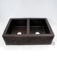 thumbnail image 1 of Ambiente CS-KIT-FAH-DBL-FLW-DK 33-in Handmade Farmhouse Double Well Flowers Apron Kitchen Sink, Dark Copper, 1 of 1