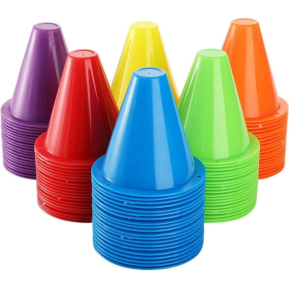 Ambifirner 10 Pcs Plastic Traffic Cones,Kids Mini Training Cones Set,Colorful Soccer Cones/Safety Cones/Sports Cones/Training Cones for Skating/Basketball/Football Practice Party