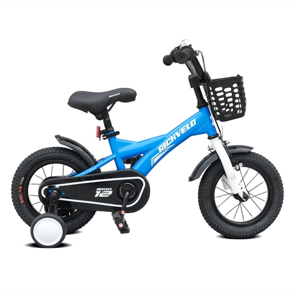 Ambifirner 12/14/16 Inch Kids Bike for Boys with Training Wheels – Front V-Brake & Coaster Brake, Front Basket, Adjustable Seat for Ages 3-7, Blue