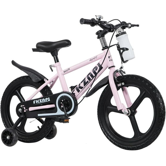 Ambifirner 16" Bike for 4-7 Year Olds - Adjustable Training Wheels & Safety Basket Water Bottle-High Steel Frame