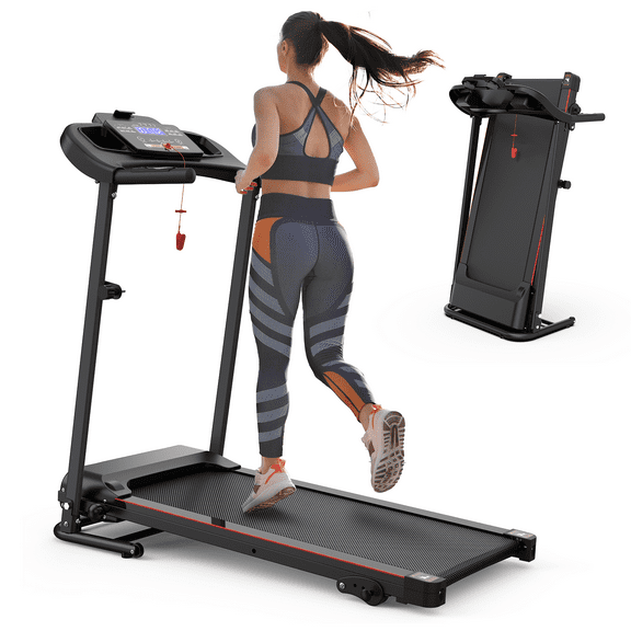 Ambifirner 2.5HP Folding Treadmill with 3 Incline Levels and Bluetooth, Portable Walking Pad for Home Gym with Heart Rate Sensor, Black