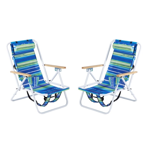 Ambifirner 2 Pack Backpack Beach Chairs for Adults Folding Heavy Duty Camping Chairs with Cup Holder Adjustable Height and Towel Rack for Outdoor