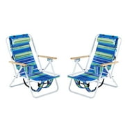 Ambifirner 2 Pack Backpack Beach Chairs for Adults - Folding Heavy Duty Camping Chairs with Cup Holder, Adjustable Height, and Towel Rack for Outdoor Travel