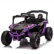 Ambifirner 24V Ride Car with Remote Control,Max Capacity 130 lbs Powered Car,4 Mph Max,4-Wheeler Suspension,Bluetooth,Rainbow Light