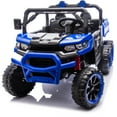 thumbnail image 1 of Ambifirner 2 Wider Seater Ride On Car for Kids, 24v Electric Power Ride On UTV Toy with Remote Control, 4 Wheels Shock Absorption, Soft Start, Bluetooth, Music, 2 Speed - Blue, 1 of 8