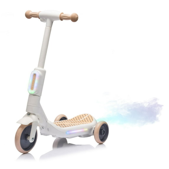 Ambifirner 2-in-1 Kids Electric Scooter with Color Spray Lights - 3-Wheel Design & PU Floor-Safe Wheels, Music Function & One-Button Acceleration for Ages 3+