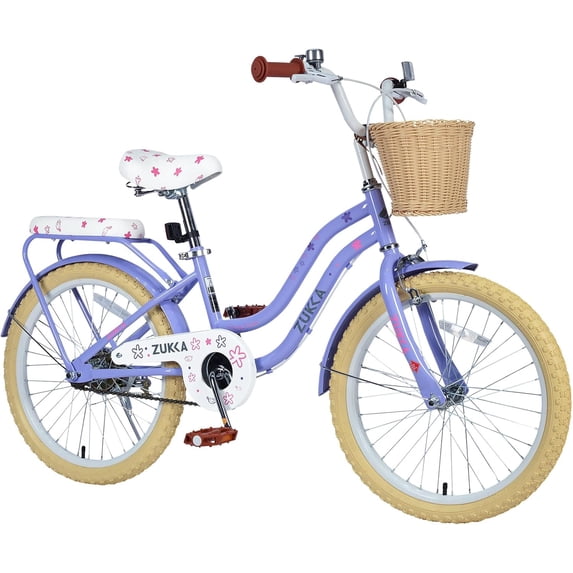 Ambifirner 20 Inch Girls Bike: Single-Speed Bicycle with Basket, Front Caliper & Rear Band Brakes, Steel Frame, Purple, No Training Wheels Included