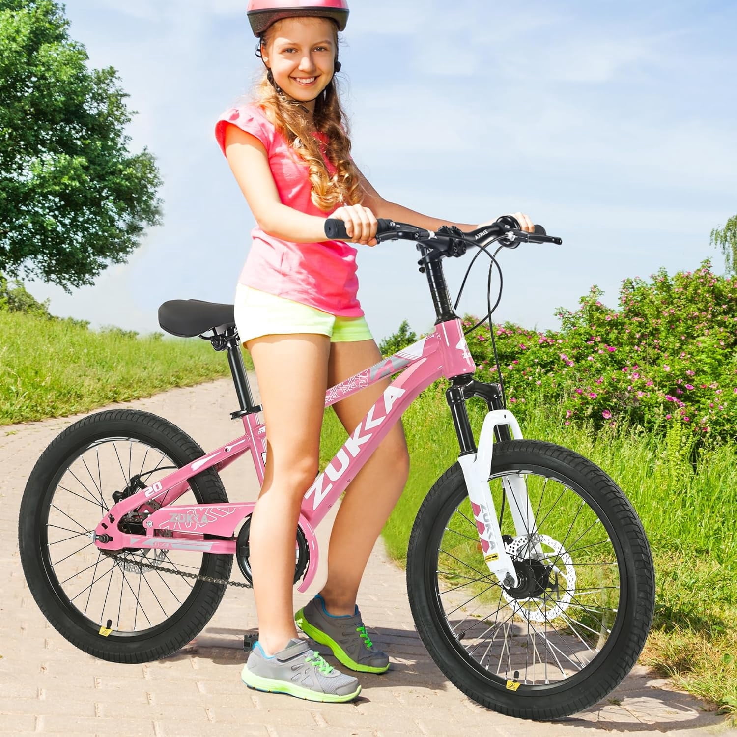 Ambifirner 20 Inch Mountain Bike Dual Disc Brake with Suspension Fork Steel Frame All-Terrain Bicycle​​