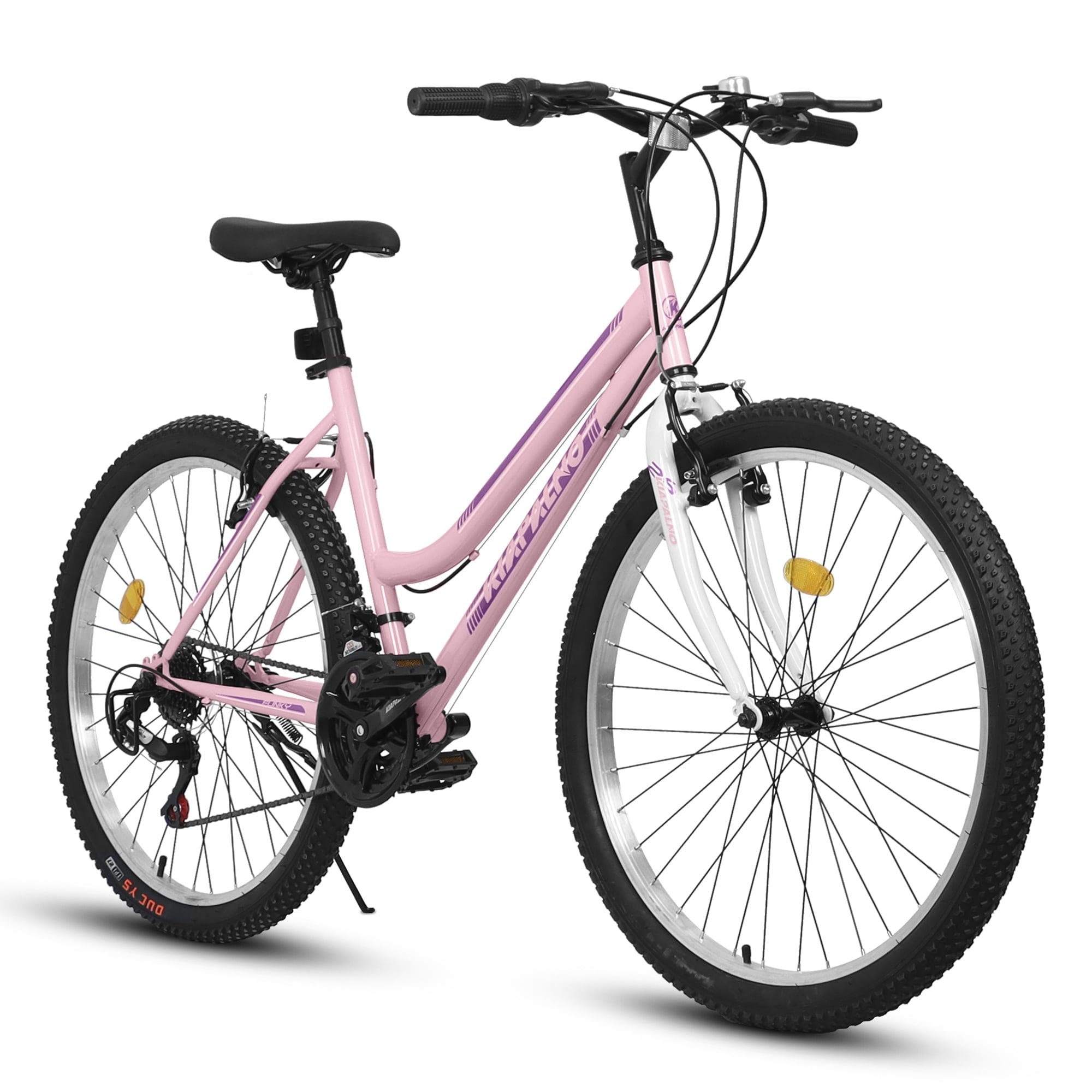 Ambifirner 24 26 Inch Mountain Bike:Commuter Bike with V Brake and Steel Frame, 21 Speed Mountain Bike for Adult Teens, Trail Beach Snow Commuter City Bikes