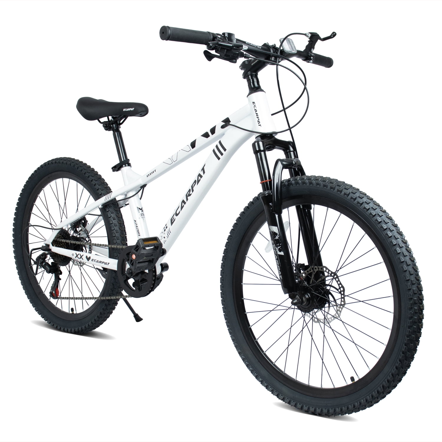 Ambifirner 24 Inch 21 Speed Mountain Bike, Adult Mountain Bicycle with Front Suspension, Dual Disc Brakes, Steel Frame, Non-Slip Tires for Men Women Outdoor Cycling