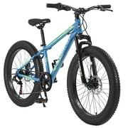 Ambifirner 24 Inch Mountain Bike For Men And Wome Snow Wide Tire Adult Bicycle 7 Speeds Dual Disc Brake,High Carbon Steel Frame All Terrain Mountain Bicycles
