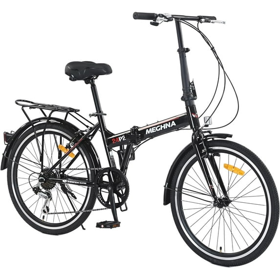 Ambifirner 24 Inch Folding Bike, Bicycles Folding Bike for Adult 7 Speed Shifter, Camping Bicycle Height Adjustable Folding Bike for Men Women