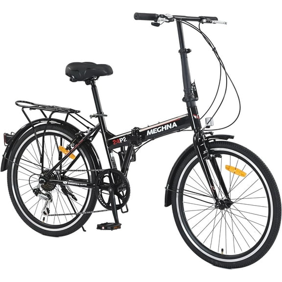 Ambifirner 24 Inch Folding Bike, Bicycles Folding Bike for Adult 7 Speed Shifter, Camping Bicycle Height Adjustable Folding Bike for Men Women