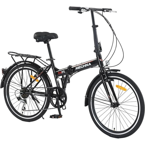 Ambifirner ‎24 Inch Folding Bike, Bicycles Folding Bike for Adult 7 Speed Shifter, Camping Bicycle Height Adjustable Folding Bike for Men Women