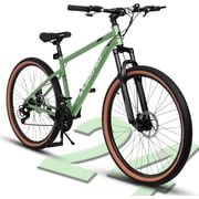 Ambifirner 24 Inch Mountain Bike for Men & Women, 21-Speed High-Carbon Steel Frame with Mechanical Disc Brakes, Front Suspension Fork & All-Terrain Tires, 85% Pre-Assembled Trail/Commuter Bike, Green