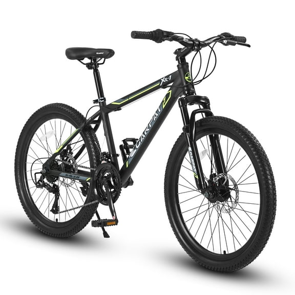 Ambifirner 24-Inch Mountain Bike with Shimano 21-Speed Drivetrain & Dual Disc Brakes – Steel Front Suspension Frame Urban Riding