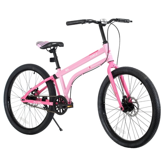 Ambifirner 24 inch Kids Bike, Single Speed Kid Bicycle Age Over 10 Year Old Adjustable Seat Height,Dual Disc Brakes Steel Frame,Purple