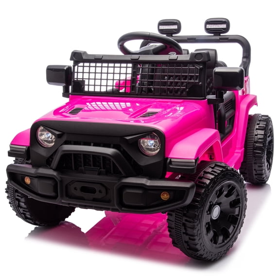 Ambifirner 24V 2 Seater Kids Ride on Car Truck Electric Car for Kids W/ Durable Tires, LED Light, Music, Remote Control, Pink