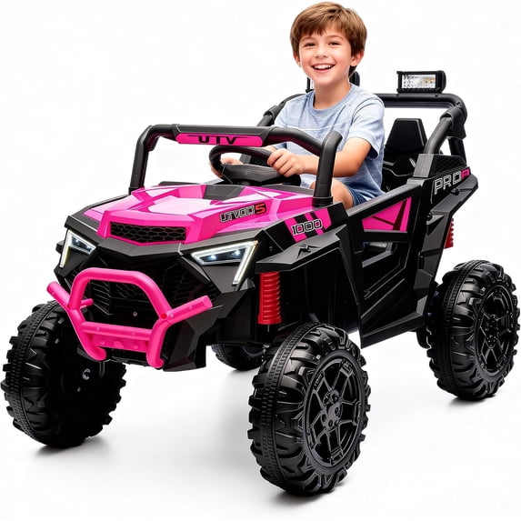 Ambifirner 24V 2 Seater Ride on Car Truck 400W, EVA Tires, Lights, Remote Control, Shock Absorbers, Bluetooth,Pink