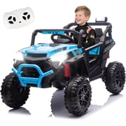 Ambifirner 24V 400W Kids Ride-On UTV with Parent Remote Control, Four-Wheel Drive & Suspension, LED Headlights, Bluetooth Music & Power Display for Ages 3+ Blue