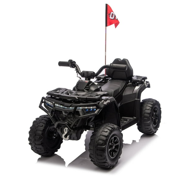 Ambifirner 24V Kids Ride On Toy, 4-Wheeler Quad ATV Play Car w/160W Motors, 3 Speed Setting, LED Lights, Music, 2 Seater Electric Off-Road Power Vehicle