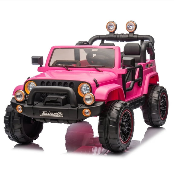 Ambifirner 24V Ride on Cars 2 Seater for Kids, Battery Powered Ride on Toys Truck with Remote Control, 4 Wheels Spring Suspension, Electric Car for Kids Toddler 3-8 w/Bluetooth & Lights, Pink