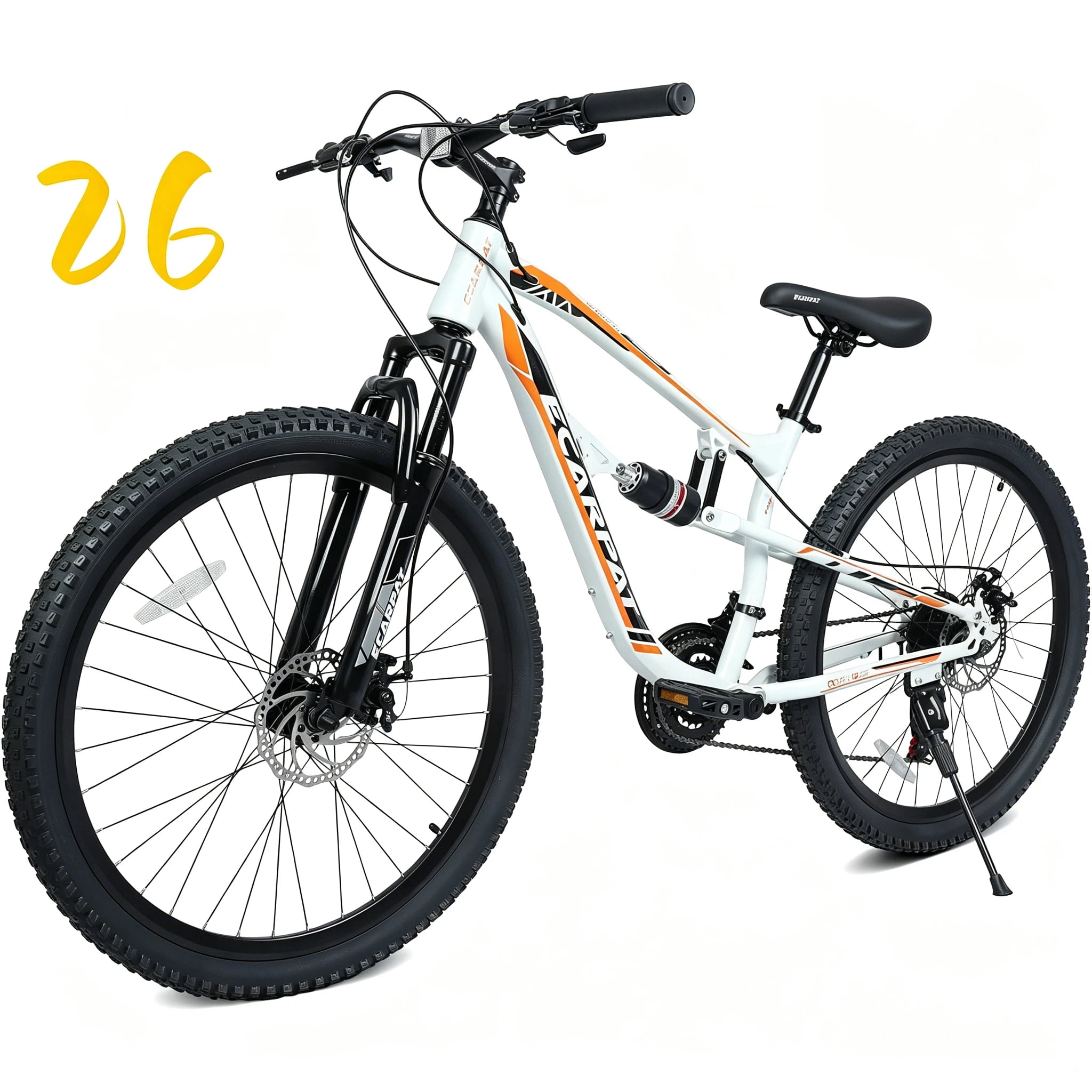Ambifirner 26 Inch Mountain Bike for Men & Women with 21-Speeds & Full Suspension Steel Frame, Alloy Rims, Disc Brakes For All Terrains, Men & Women, Multiple Colors