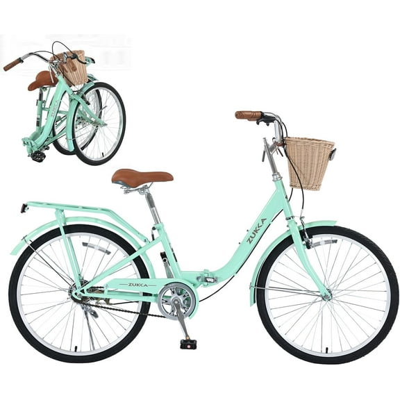 Ambifirner 26-Inch Pink Folding Bike – Steel Frame, Low-Step Design & V-Brake System for Women’s Garden & Urban Use