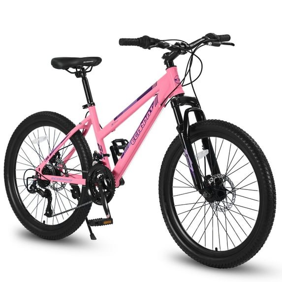 Ambifirner 26-Inch Mountain Bike for Teens & Women – Shimano 21-Speed Dual Disc Brakes, 100mm Front Suspension & Steel Frame for Outdoor Adventure Pink