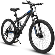 Ambifirner 26 inch City Bike Mountain Bike - Full Shimano 21 Speed - Dual Disc Brake - High-Carbon Steel Frame - Front Suspension for Gift