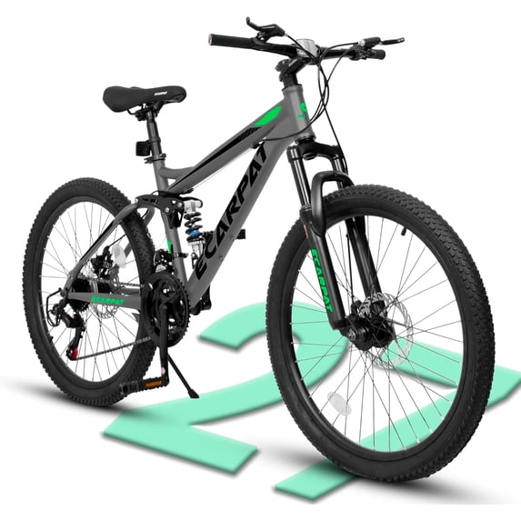 Ambifirner 27.5" Full Suspension Mountain Bike for Adults, Mens and Womens Bicycle 21-Speed Gears , Dual Mechanical Disc Brakes, Steel Frame - Black
