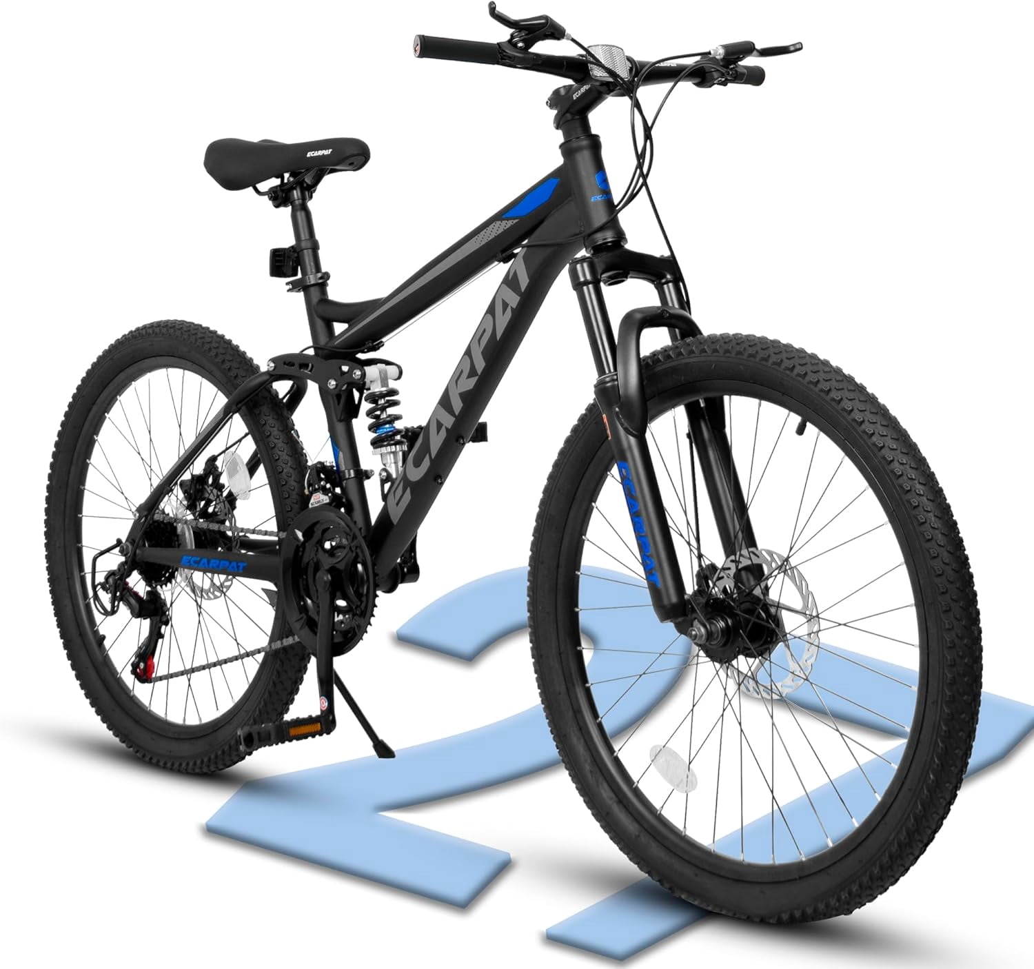 Ambifirner 27" Mountain Bike for Adults - 8-Speed Shifter & Dual Disc Brakes - All-Terrain Tires & Shock Absorber - 85% Pre-Assembled
