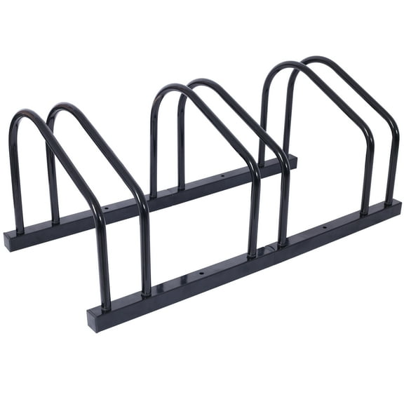Ambifirner 3-Bike Floor Stand Heavy Duty Garage Organizer - Galvanized Steel Bike Rack for 22-28" Wheels 29.4"x13.5" Space-Saving Design w/Wall & Floor Mount