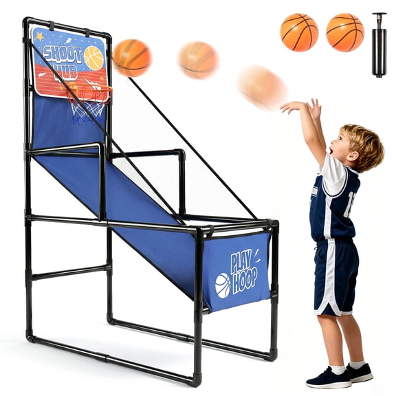 Ambifirner 4.8FT Single Shot Basketball Arcade Game, Indoor Basketball Hoop with 2 Balls & Pump,Easy Install Foldable Stand