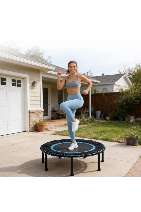 40" Adult Fitness Trampoline – Indoor/Garden Rebounder with Durable Bungees, 330 lbs Capacity, for Cardio, Balance & Family Exercise