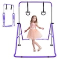 thumbnail image 1 of Ambifirner 5-Level Kids Gymnastics Bar - 35"-51" Adjustable Training Bar with 140lbs Capacity, Steel Triangular Frame & Foldable Design for Home Gym (Ages 3-9, Purple), 1 of 7