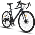 thumbnail image 1 of Ambifirner 700c Road Bike, 16 Speed Shimano Gearing Men Bike, 18 inch Steel Frame, Dual Disc Brakes, Racing Bicycle for Adults, 1 of 8