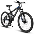 thumbnail image 1 of Ambifirner 8-Speed Mountain Bike: Men Commuter Bike - Dual Disc Brakes & Shock Absorption - Rugged Steel Frame Bicycle for Men/Women (26-Inch Wheels, Yellow, 1 of 8