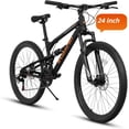 thumbnail image 1 of Ambifirner 24 Inch Steel Frame Shock Fork Plus Shock Absorber 21-speed Unisex Mountain Bike, 1 of 8