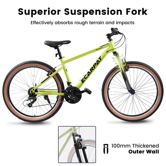 Ambifirner Adult Mountain Bike, 26-Inch Wheels, 21 Speed Trigger Shifters, Aluminum Frame, Dual Suspension, Front and Rear Disc Brakes