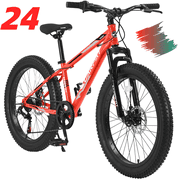Ambifirner Fat Tire Bikes: Adult's 24" Mountain Bikes Full Suspension Mountain Trail Bike 7 Speeds Drivetrain for Beach and Snow Bicycle