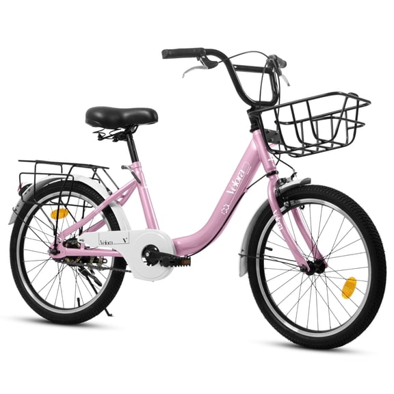 Ambifirner Bikeļ¼20 Inch Bike Princess Style Small Bicycle Adjustable Seat with Doll-Seat & Basket Pink