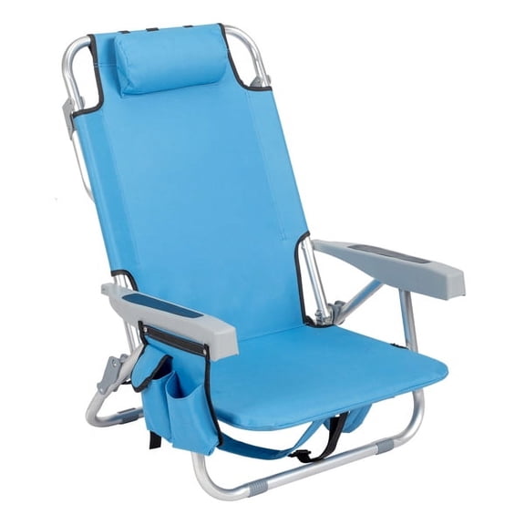 Ambifirner Grade Beach Chair - 600D Oxford Fabric & Aircraft Aluminum Frame, 5-Level Reclining, 220lbs Capacity Foldable Chair with Cooler Pouch