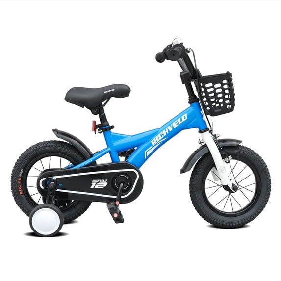 Ambifirner Kids BMX Bikes with Training Wheels, 12 inch Kids Bicycles Fits Height 33-43inch Boys Child with V-Brake, Coaster Brake Basket Levers & Front Rear Pedals,Blue